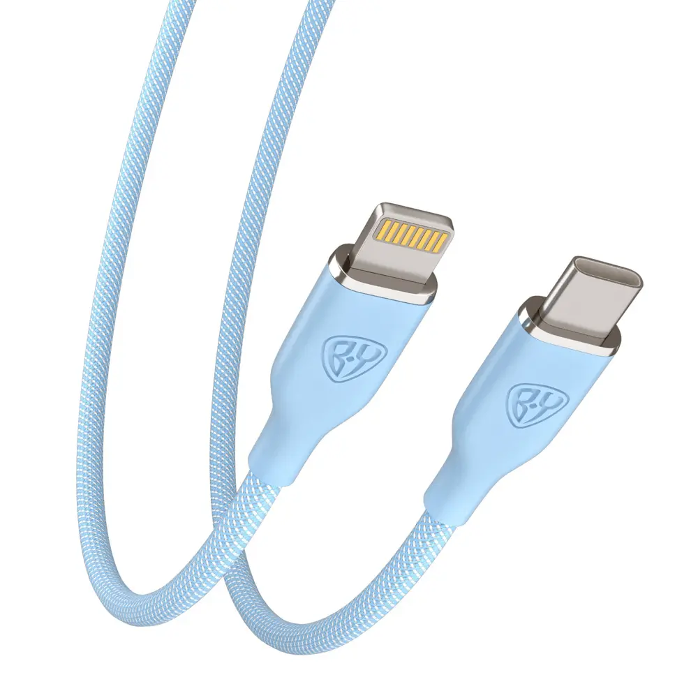 Кабель для зарядки Type C-iP BY Elite, 2.4А, 1м, 22Вт, Быстрая зарядка, голубой - #4