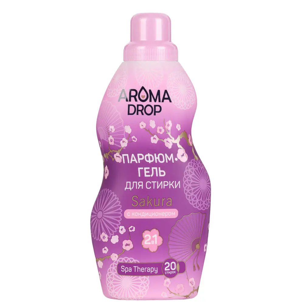 Парфюмированный гель для стирки AROMA DROP SPA THERAPY 2в1 с кондиционером Sakura, 1000г - #1
