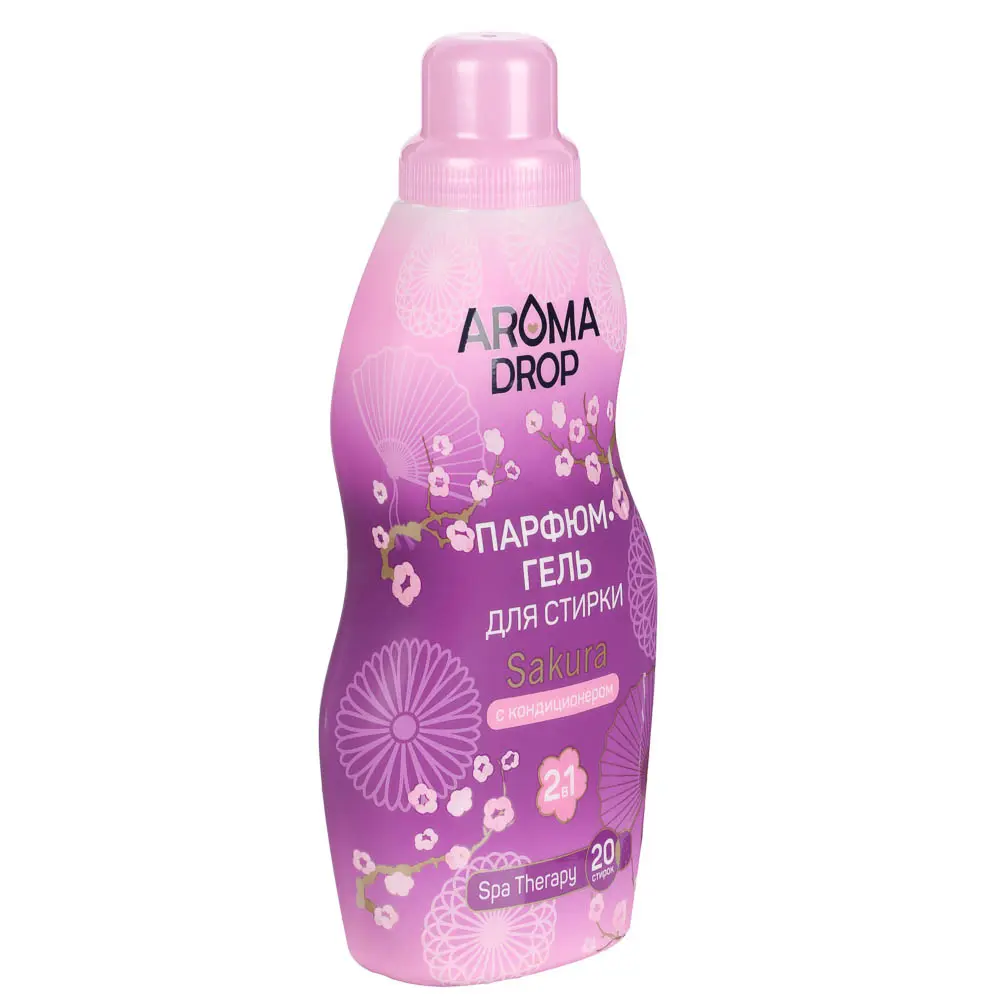 Парфюмированный гель для стирки AROMA DROP SPA THERAPY 2в1 с кондиционером Sakura, 1000г - #2