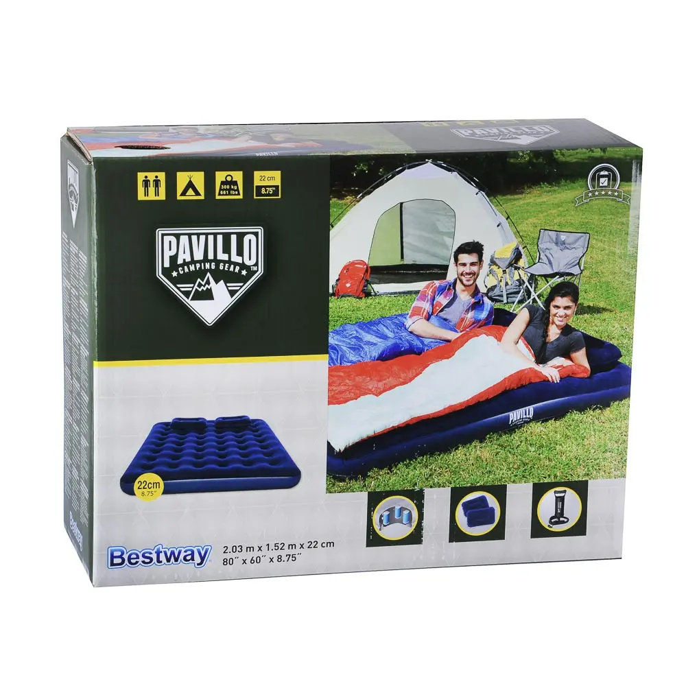 BESTWAY Матрас надувной широкий двуспальный (QUEEN), 2подушки и насос, 203x152x22см, до 300кг, 67374 - #6