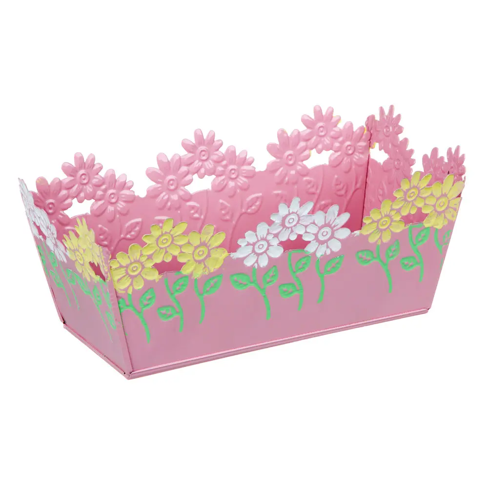INBLOOM Кашпо прямоугольное цветочный край 22х10х9см, металл - #2