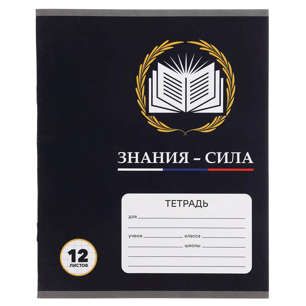 Тетрадь школьная 12л. в клетку, обл.офсет 115 г/м2, "Карбон/Базис", скрепка - #13