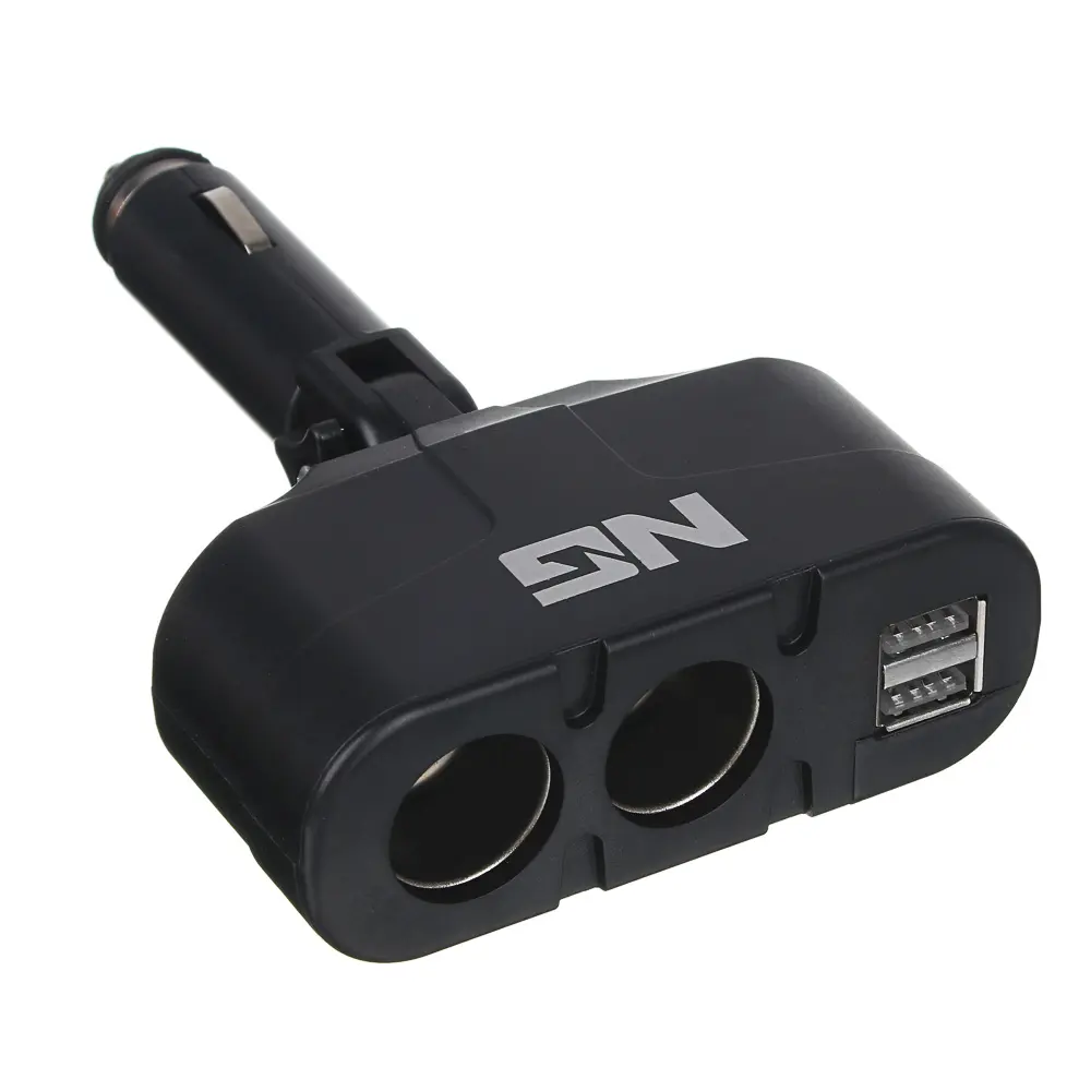 NG Разветвитель прикуривателя, 2 выхода +2 USB, 60 W, 2.1А, 12/24В,  пластик - #3