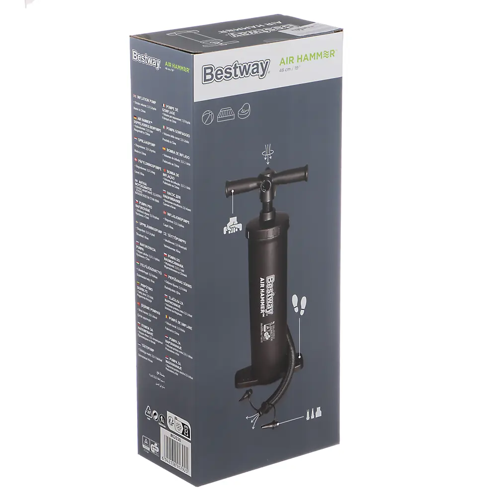 BESTWAY Насос ручной AIR HAMMER, объём 3,5л, 48см, 3 насадки в комплекте, 62030 - #6