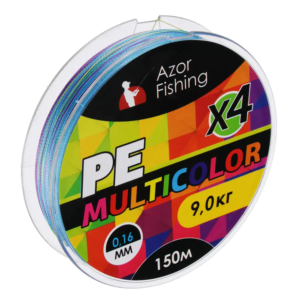 AZOR FISHING Леска плетеная, PE Премиум 4 нити, 150м, 0,16мм, 9,0кг, многоцветная - #1