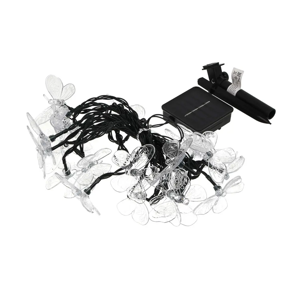 Гирлянда на солн. батар. тм INBLOOM Бабочки,7м, 25LED, шампань, AAA 600mAh Ni-MH, 2 реж., ABS,PVC,PS - #2