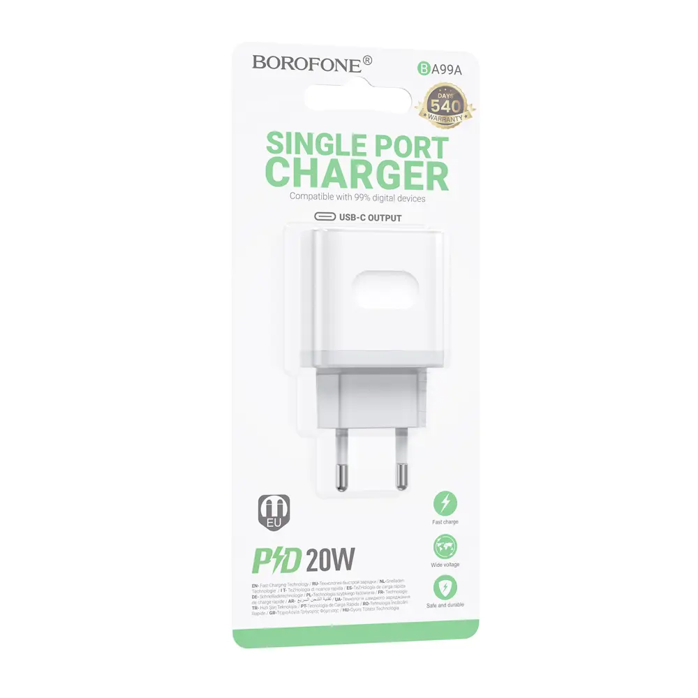 Сетевое зарядное устройство BOROFONE модель BA99A, USB-C PD 20 W, цвет: белый - #2