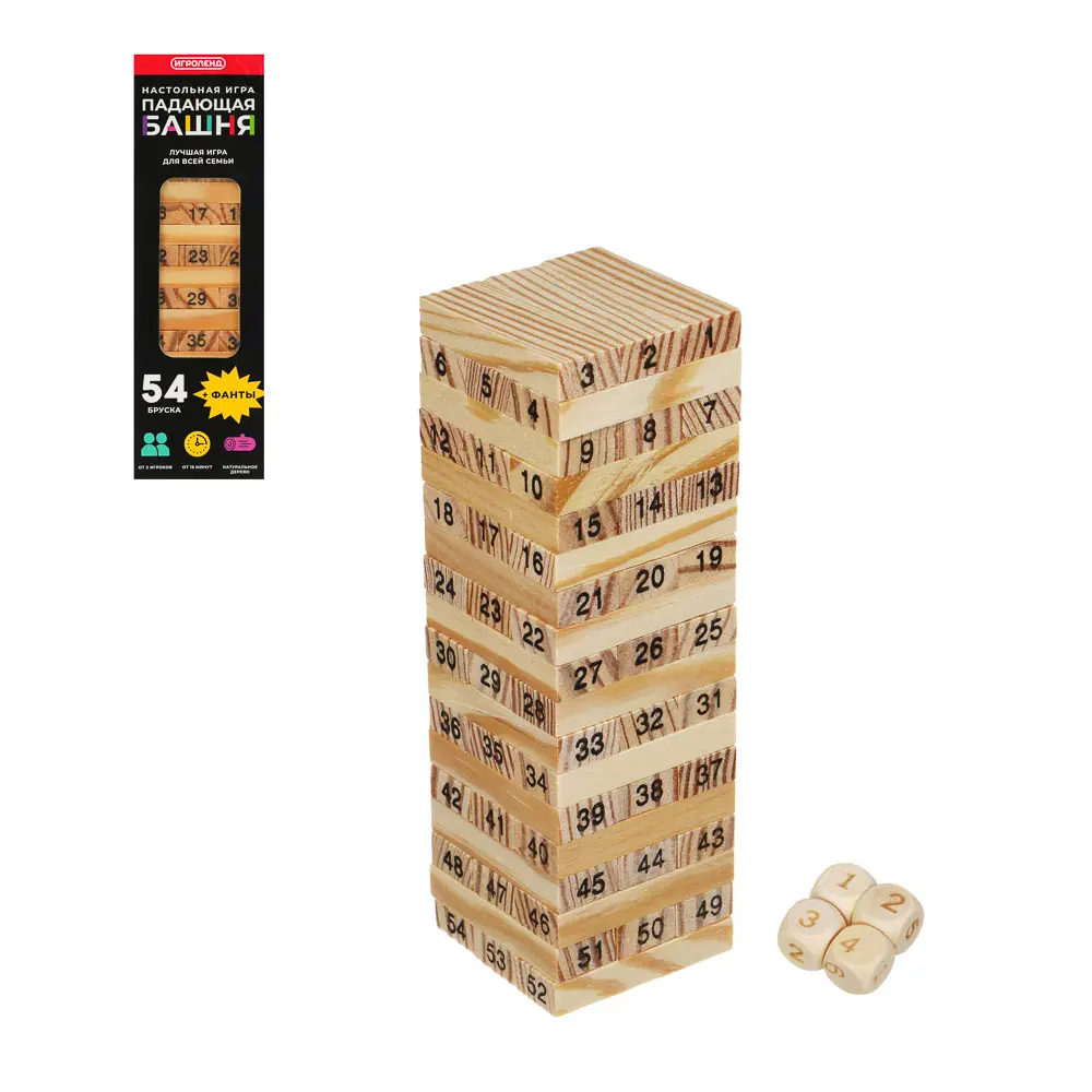 ИГРОЛЕНД Настольная игра "Падающая башня", дерево, 5,5х5,5х18,5см - #1