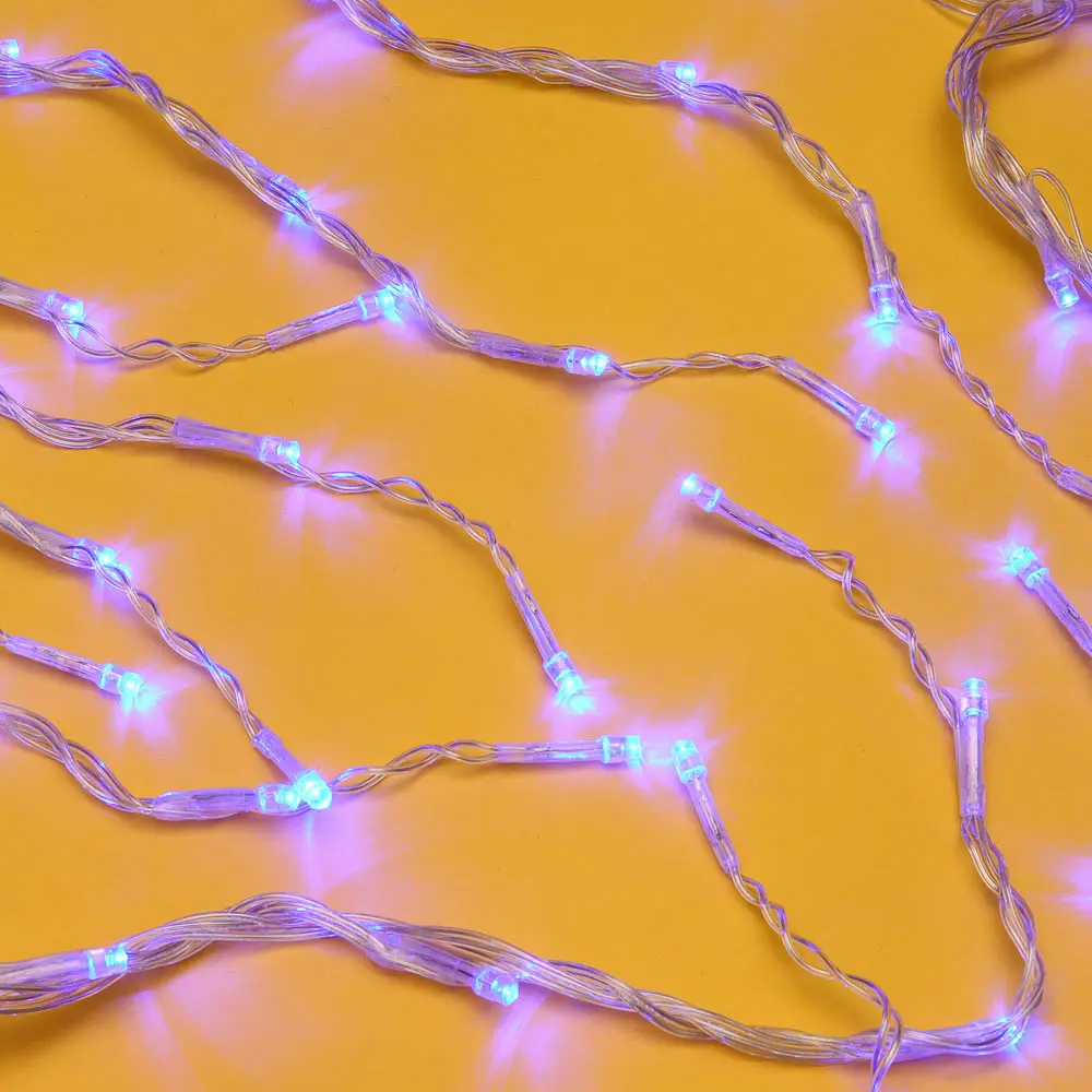 СНОУ БУМ Гирлянда эл.бахрома 2,5х0,6м, 128LED/синий, эффект водопада, 8 реж, ПВХ прозр, коннект,220В - #1