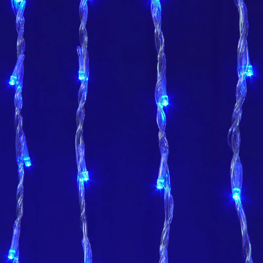 СНОУ БУМ Гирлянда эл.бахрома 2,5х0,6м, 128LED/синий, эффект водопада, 8 реж, ПВХ прозр, коннект,220В - #4