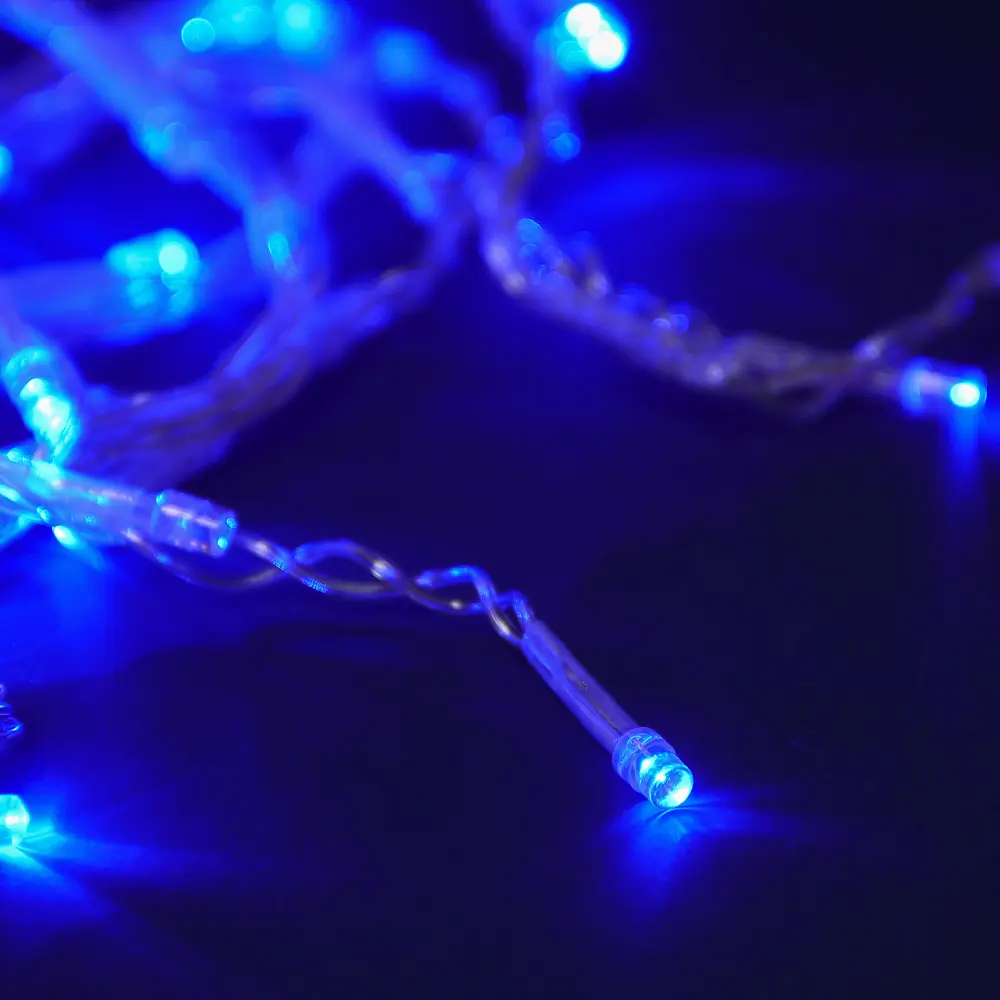 СНОУ БУМ Гирлянда эл.бахрома 2,5х0,6м, 128LED/синий, эффект водопада, 8 реж, ПВХ прозр, коннект,220В - #5