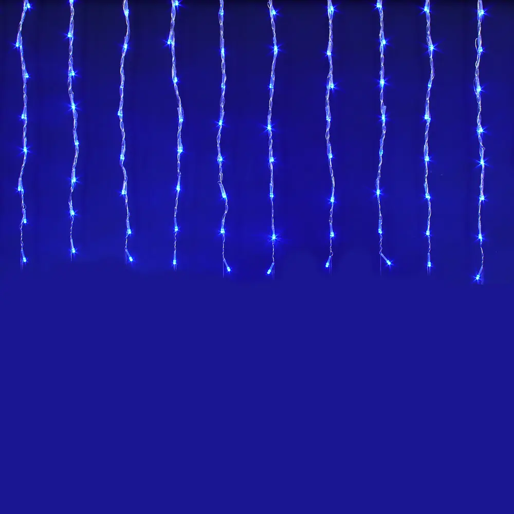 СНОУ БУМ Гирлянда эл.бахрома 2,5х0,6м, 128LED/синий, эффект водопада, 8 реж, ПВХ прозр, коннект,220В - #6