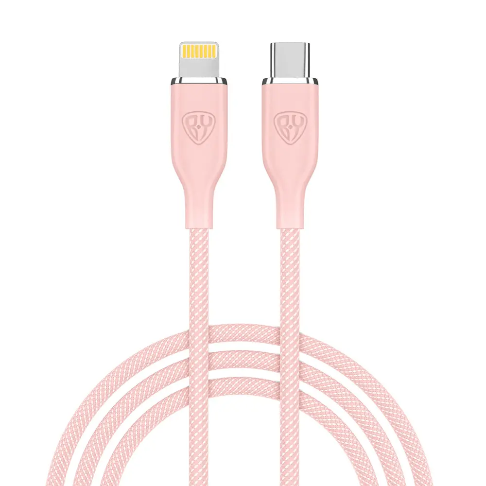 Кабель для зарядки Type C-iP BY Elite, 2.4А, 1м, 22Вт, Быстрая зарядка, розовый - #1