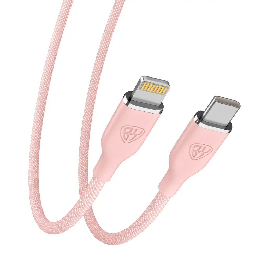 Кабель для зарядки Type C-iP BY Elite, 2.4А, 1м, 22Вт, Быстрая зарядка, розовый - #5