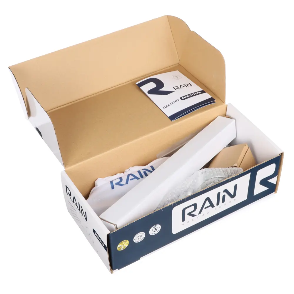 RAIN Смеситель для ванны Нефрит, прямой излив 35см, керам. кран-буксы 1/2, душ. набор, латунь, хром - #9