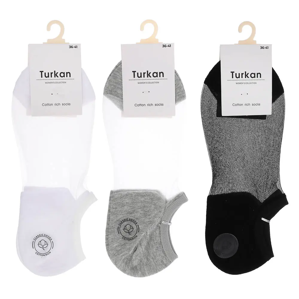 Носки-подследники, бесшовные,тм Turkan,р.36-41,63% хл,24% п/э,11% п/э вол,2% лайк,цвета в ас-те,1079 - #6