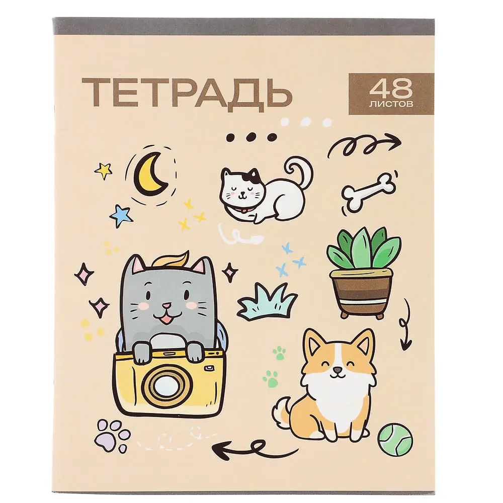 Тетрадь общая 48л. в клетку, БЕЛЫЕ ЛИСТЫ, обложка картон, скрепка, УФ лак, "Ми Стайл", 4 диз - #2