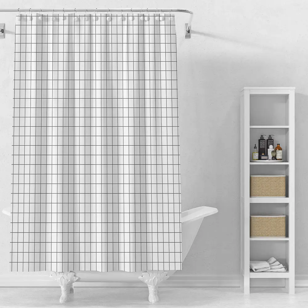 Шторка для ванной тм VETTA Квадро, ПЕВА 60г/м2, 180x200см, белый цвет - #6
