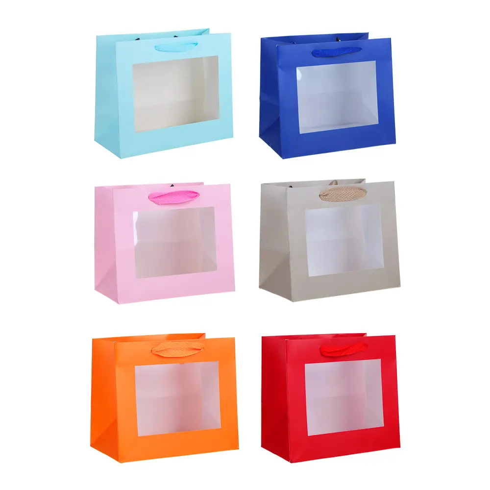 Пакет подарочный тм LADECOR, вскч бум., с ПВХ окном, М 24x20x11 см, 6цветов - #1