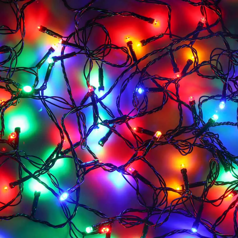 Гирлянда вьюн 9 м СНОУ БУМ, 100 LED ламп, свечение мульти, ПВХ черный, 8 режимов, 220В - #8