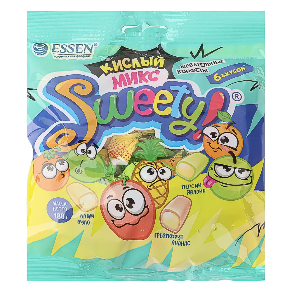 Конфеты SWEETY! Кислый микс, набор жевательных конфет в пакете, 180г - #1