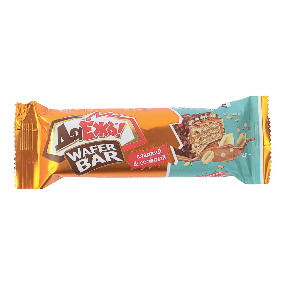 Конфета ДАЁЖЪ Wafer bar с карамелью, арахисом и солёными кранчами, 40г - #1
