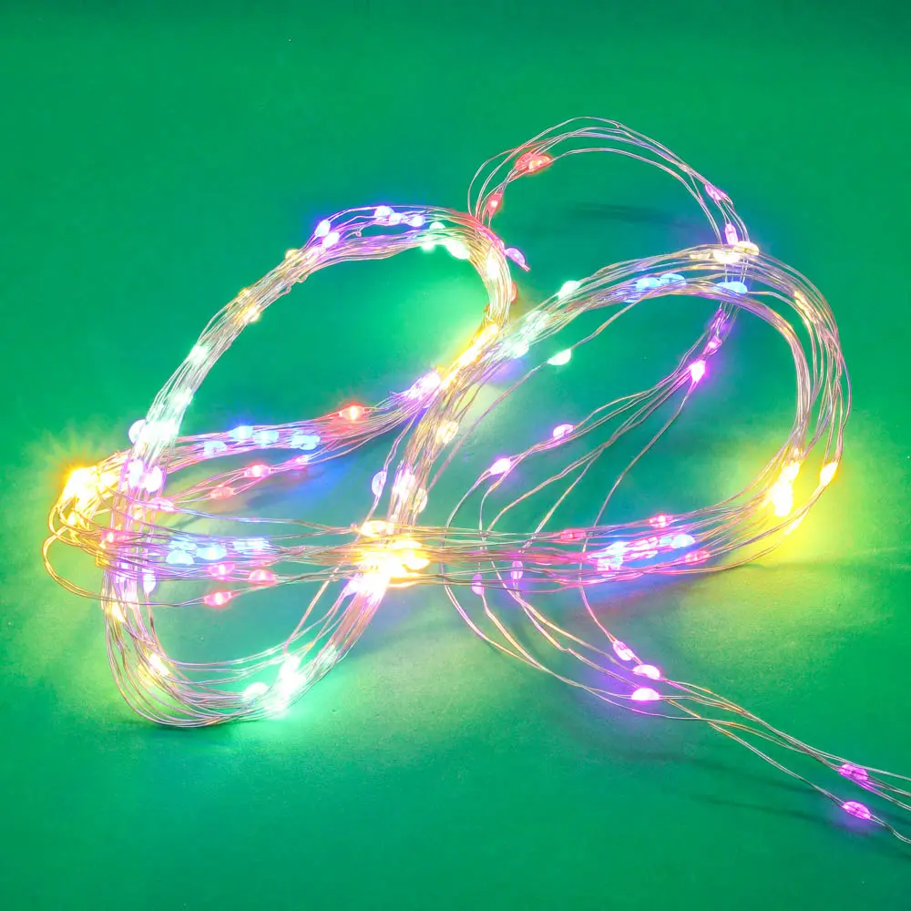 СНОУ БУМ Гирлянда эл. нитка росы 1м, 10LED, мульти, питание 2xCR2032 - #1