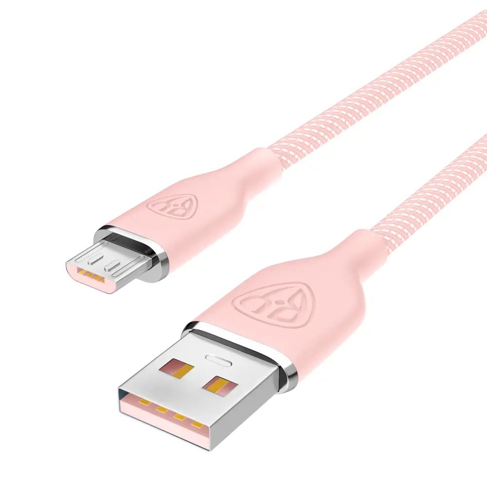 Кабель для зарядки USB(A)-microUSB BY Elite, 3А, 1м, Быстрая зарядка QC3.0, 100см, розовый - #4