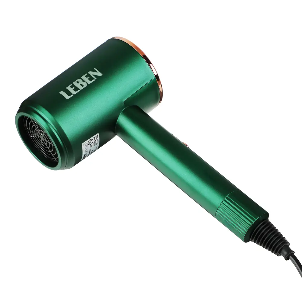 LEBEN Фен для волос, 900Вт, 2 скорости, 3 температуры, 220-240В, зеленый - #1