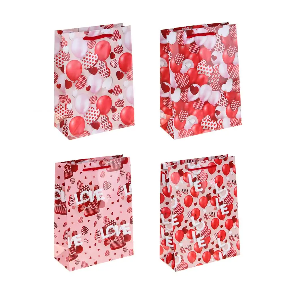 Пакет подарочный бумажный тм LADECOR, M 17,5x24x8 см, 4 дизайна, принт сердца - #1