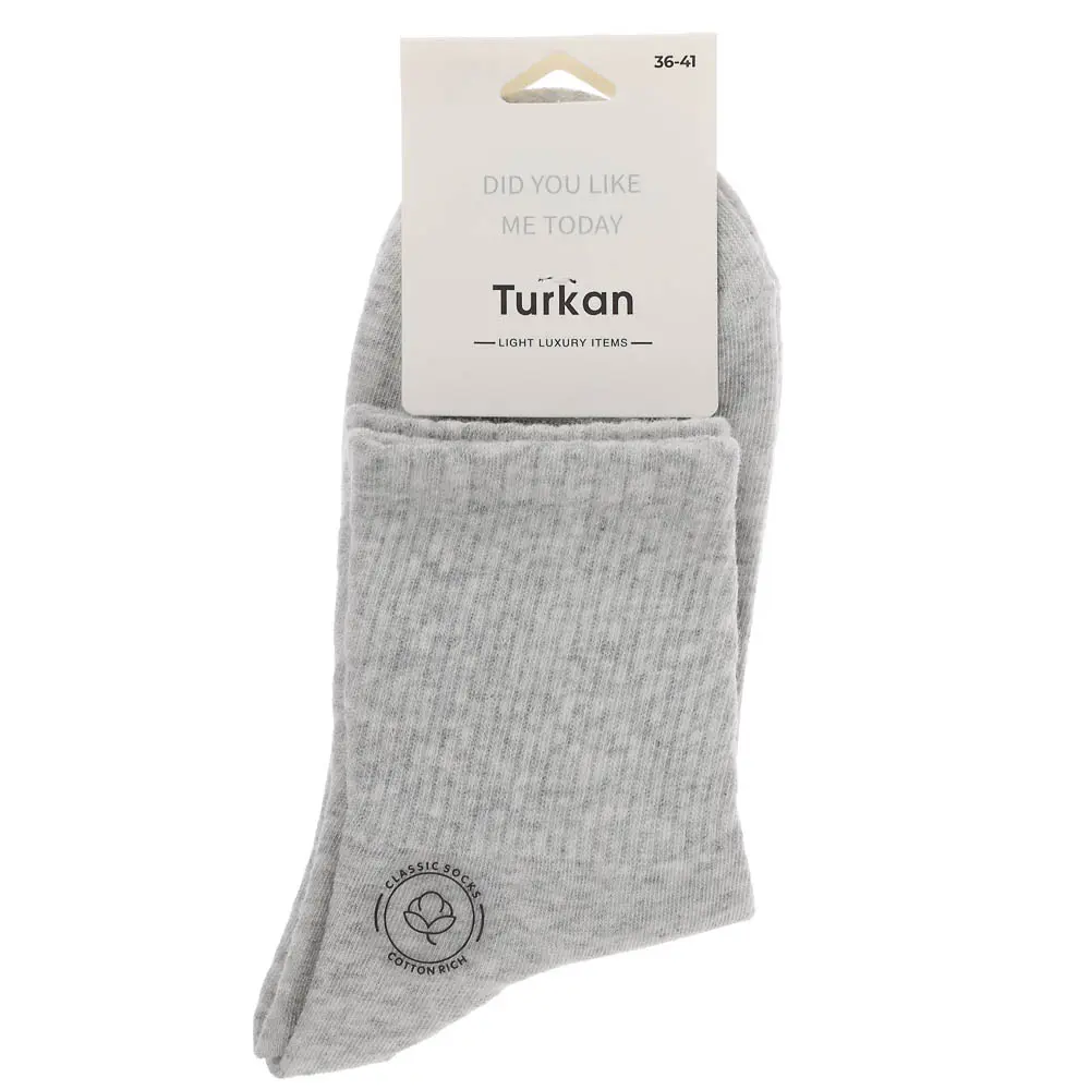 Носки женские высокие в рубчик, тм Turkan, р. 36-41, 90%хлопок, 8% п/а, 2%лайкра,цвета в ас-те,7158 - #5