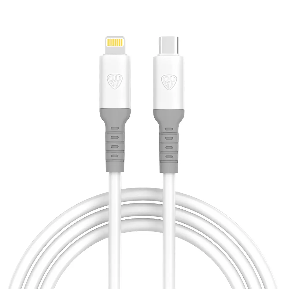 Кабель для зарядки Type C-iP BY Powerful,1м, 2.4А, Быстрая зарядка PD, 22Вт, белый - #1