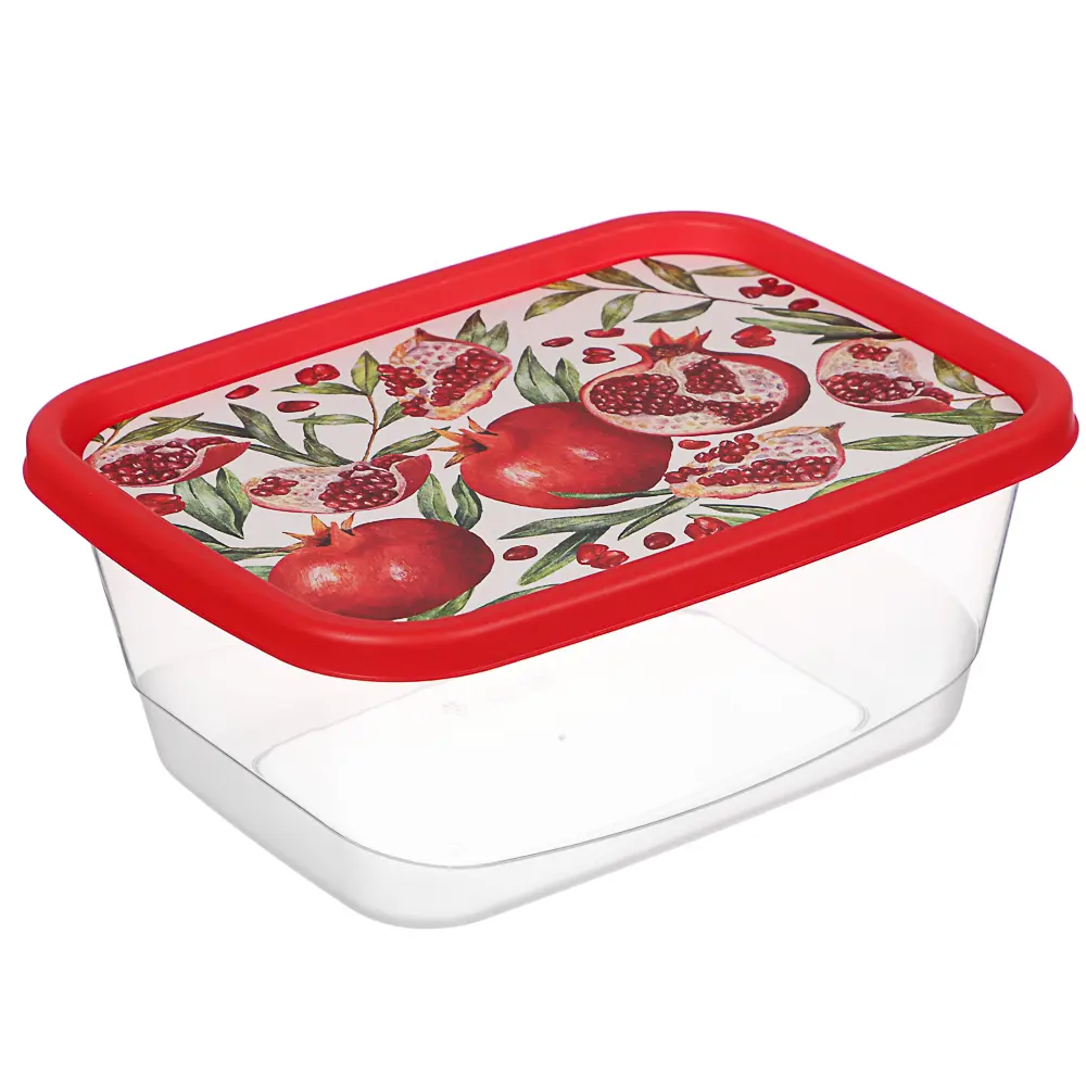 Контейнер для продуктов прямоугольный 1,5л, декор Гранат, пластик - #1