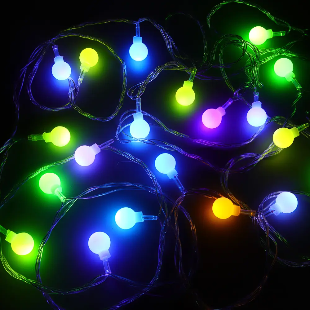 Гирлянда электрическая вьюн 9 м СНОУ БУМ, 40 LED ламп, насадка шар 1,6 см, свечение мульти в диоде/RGRB, перелив, ПВХ провод прозрачный, 220В - #1