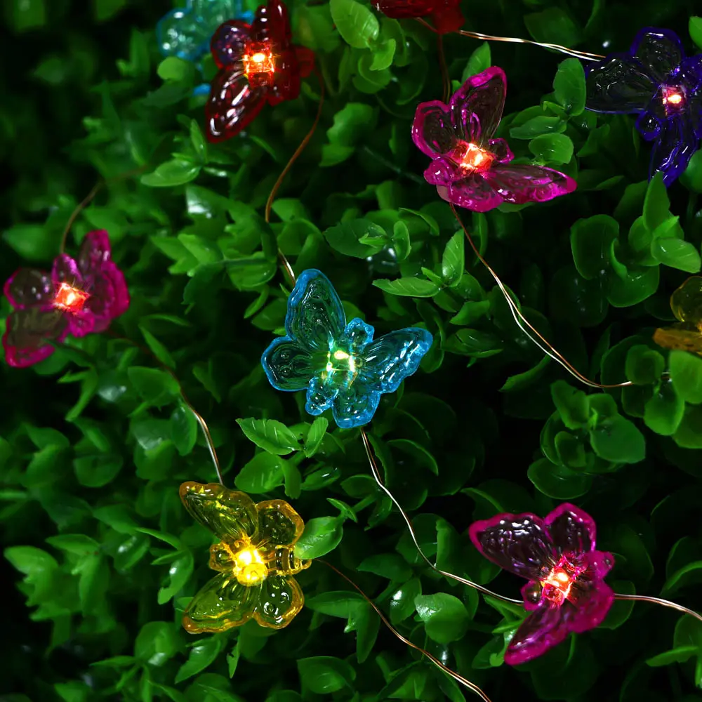 Гирлянда уличная бабочки на солнечной батарее 2 м INBLOOM, 20 LED, свечение шампань, 1.2V 2/3AAA 150 мАч Ni-Cd, пластик - #1