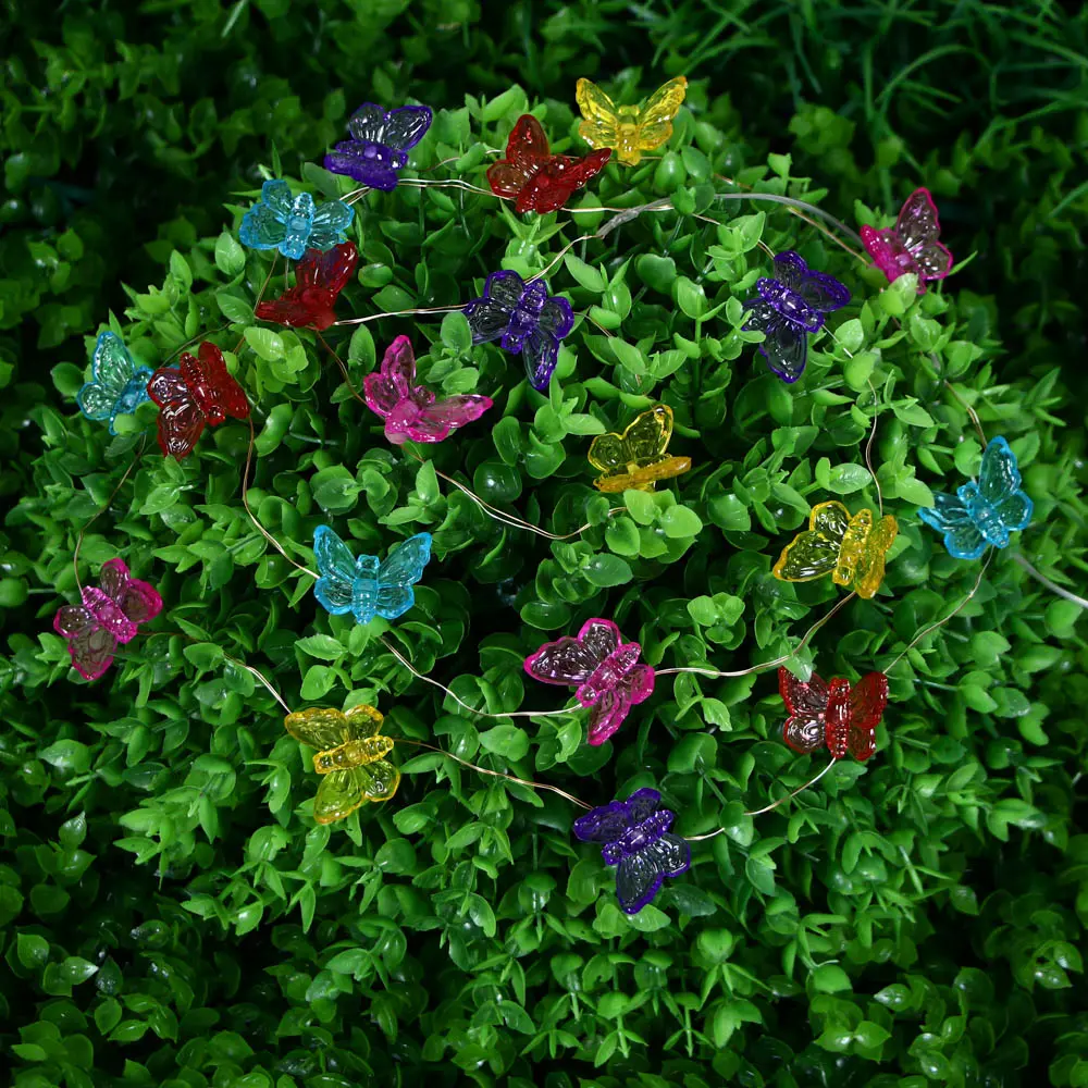 Гирлянда уличная бабочки на солнечной батарее 2 м INBLOOM, 20 LED, свечение шампань, 1.2V 2/3AAA 150 мАч Ni-Cd, пластик - #6
