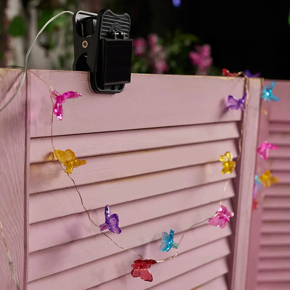 Гирлянда уличная бабочки на солнечной батарее 2 м INBLOOM, 20 LED, свечение шампань, 1.2V 2/3AAA 150 мАч Ni-Cd, пластик - #7
