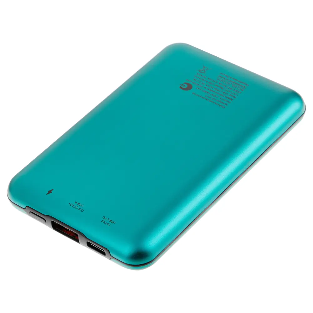 BY Аккумулятор мобильный, 10000мАч, USB+Type-C, Быстрая зарядка QC4.0+PD, 5А, корпус метал, зеленый - #5