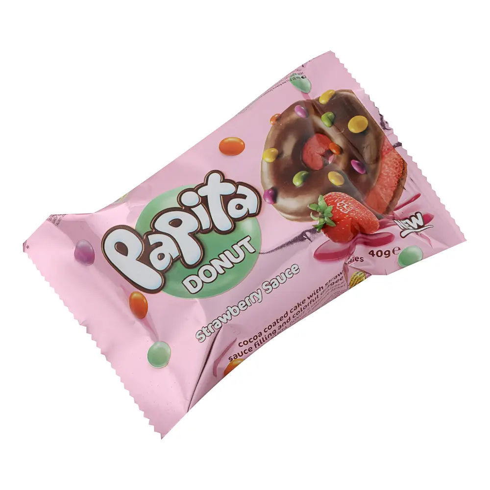 Кекс "PAPITA DONUT" с какао глазурью и цветным драже, начинка шоколад/клубника 40гр - #2