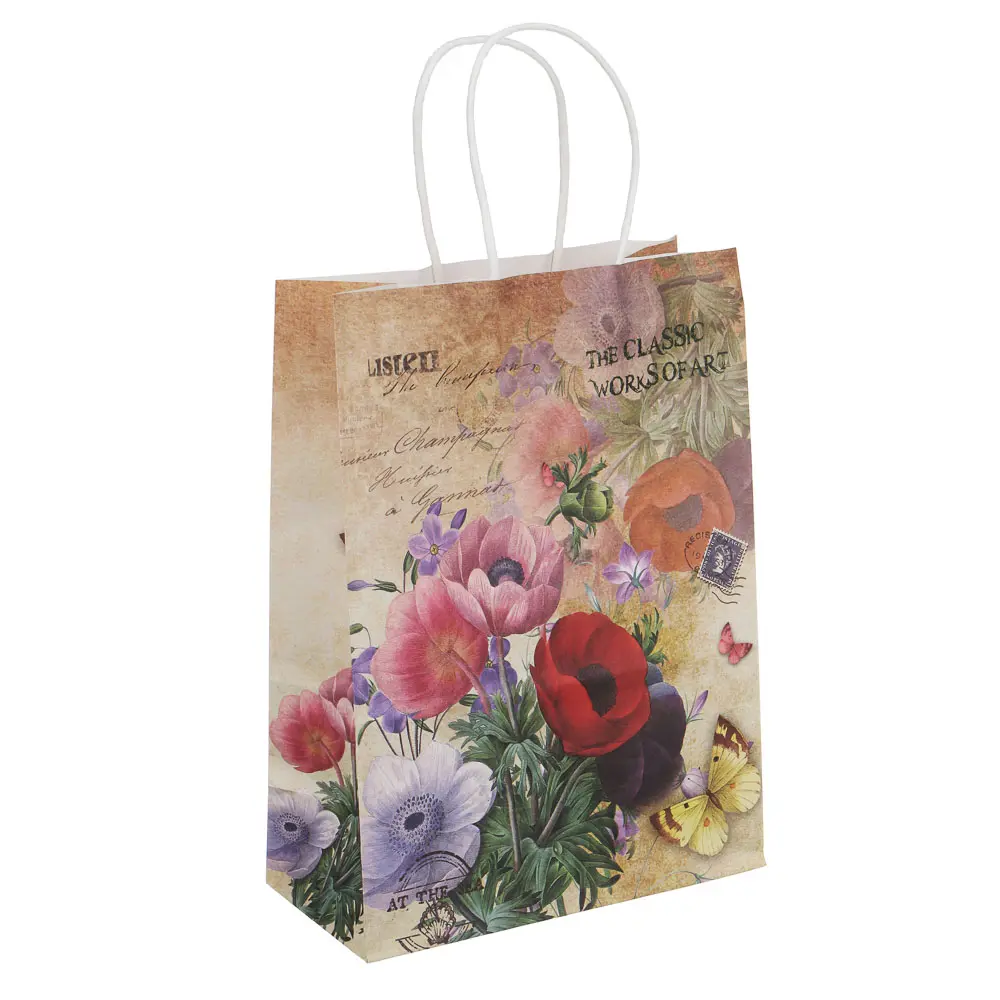 Пакет подарочный бумажный тм LADECOR, M 18,5x9,5x25,5 см, 4 дизайна, ретро - #2