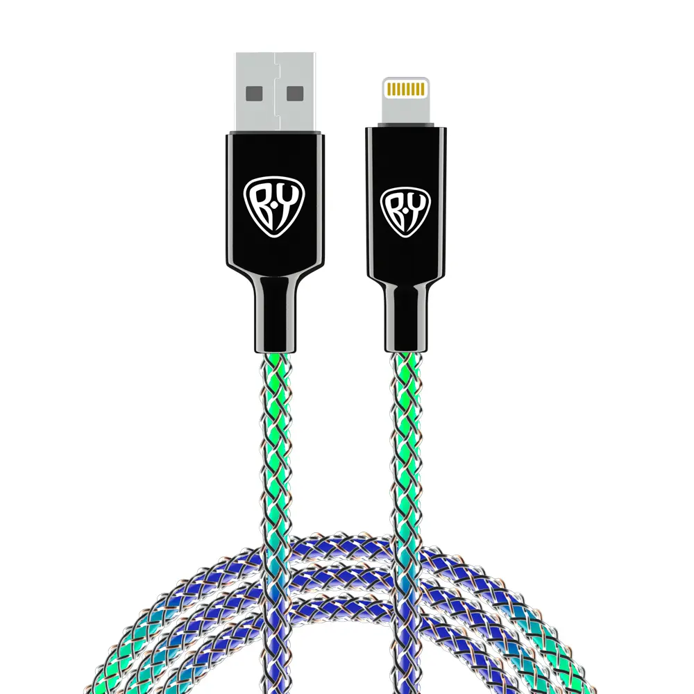 Кабель для зарядки USB(A)-iP BY MAGIC LIGHT, 1м, 2.4А, Быстрая зарядка, подсветка - #1