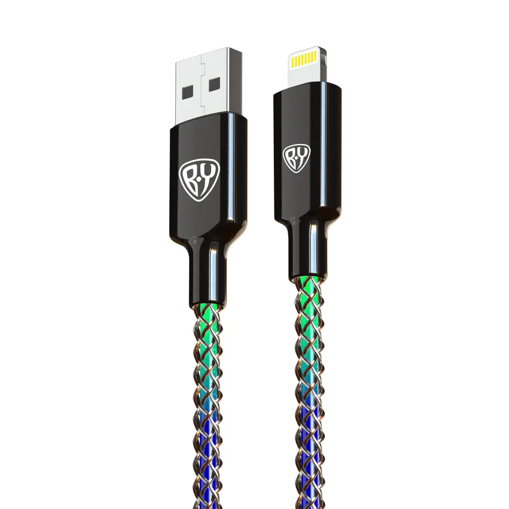 Кабель для зарядки USB(A)-iP BY MAGIC LIGHT, 1м, 2.4А, Быстрая зарядка, подсветка - #3