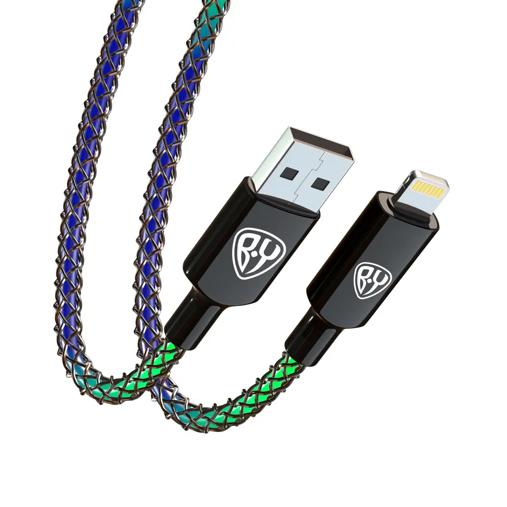 Кабель для зарядки USB(A)-iP BY MAGIC LIGHT, 1м, 2.4А, Быстрая зарядка, подсветка - #5