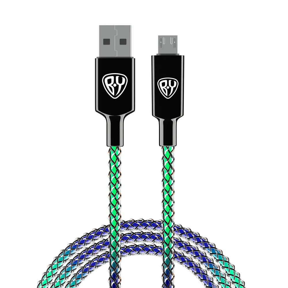 Кабель для зарядки USB(A)-microUSB BY MAGIC LIGHT, 1м, 3А, Быстрая зарядка QC3.0, подсветка - #1