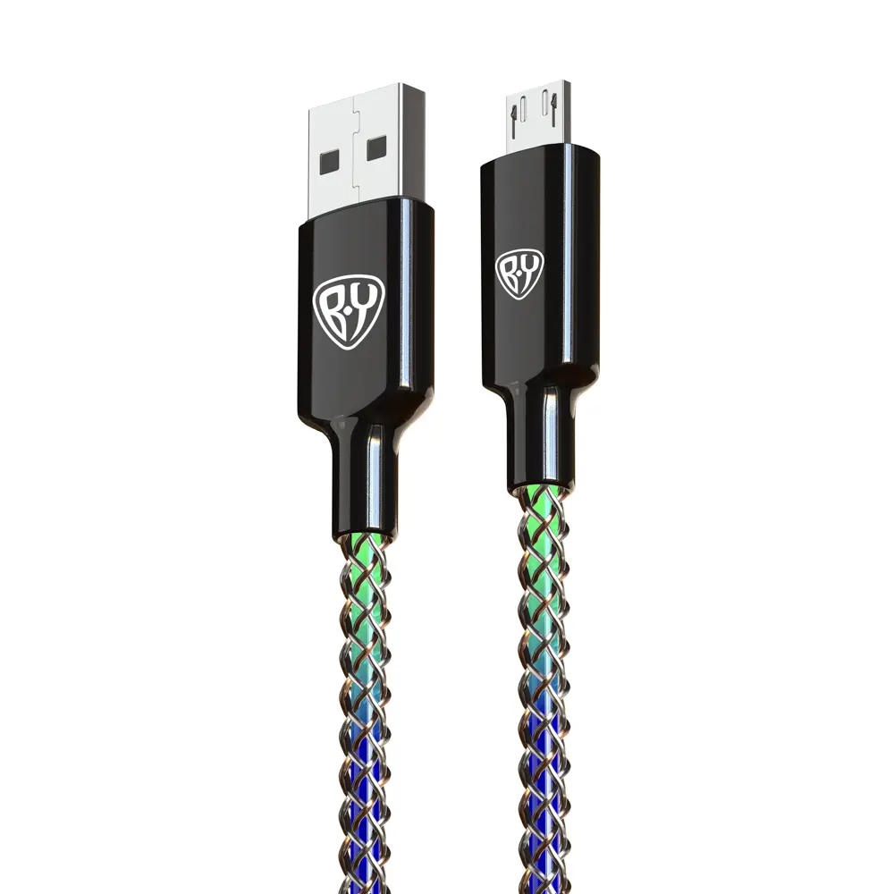 Кабель для зарядки USB(A)-microUSB BY MAGIC LIGHT, 1м, 3А, Быстрая зарядка QC3.0, подсветка - #3