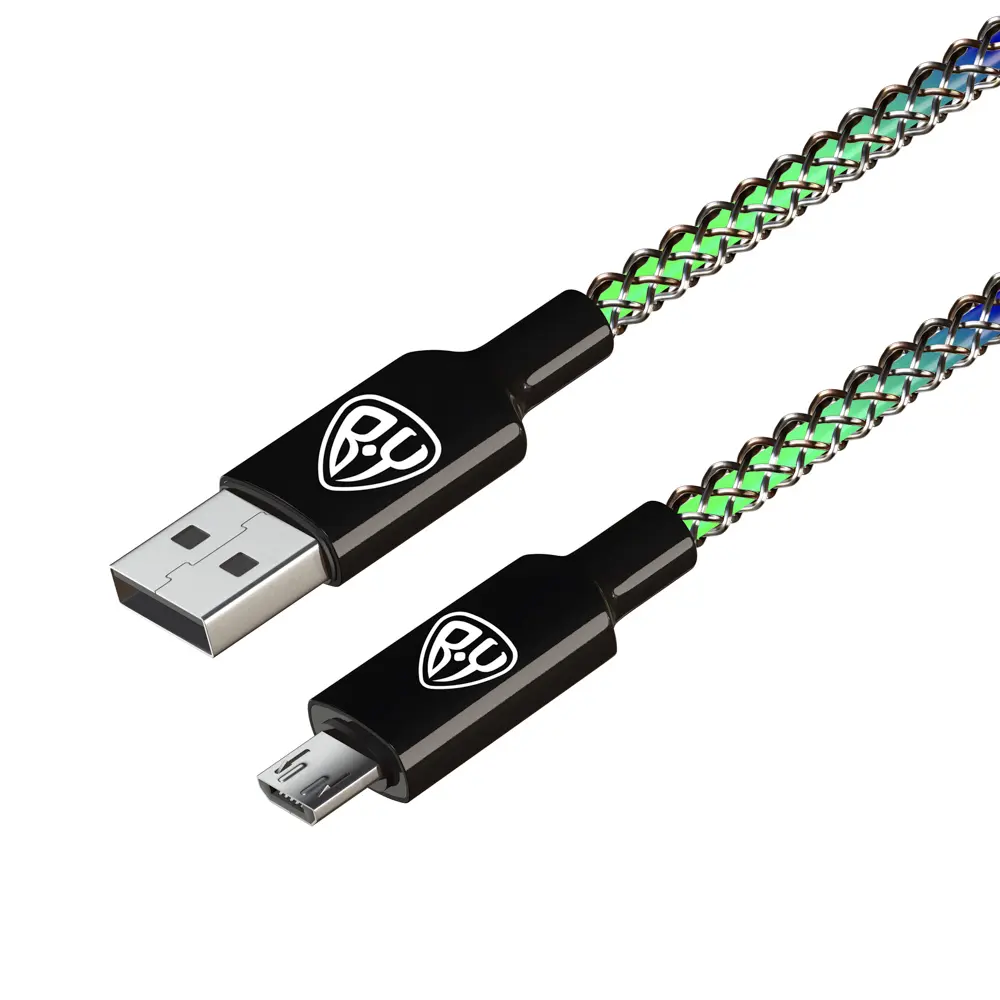 Кабель для зарядки USB(A)-microUSB BY MAGIC LIGHT, 1м, 3А, Быстрая зарядка QC3.0, подсветка - #4