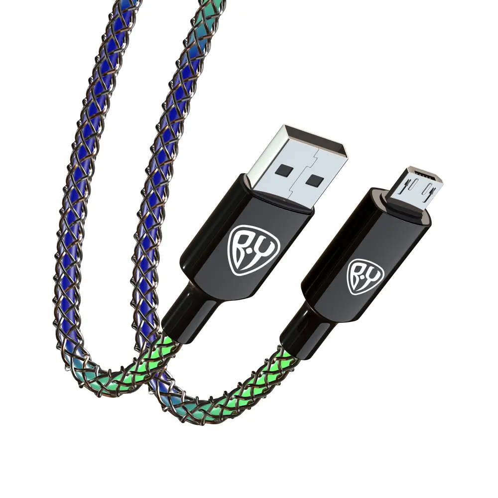 Кабель для зарядки USB(A)-microUSB BY MAGIC LIGHT, 1м, 3А, Быстрая зарядка QC3.0, подсветка - #5
