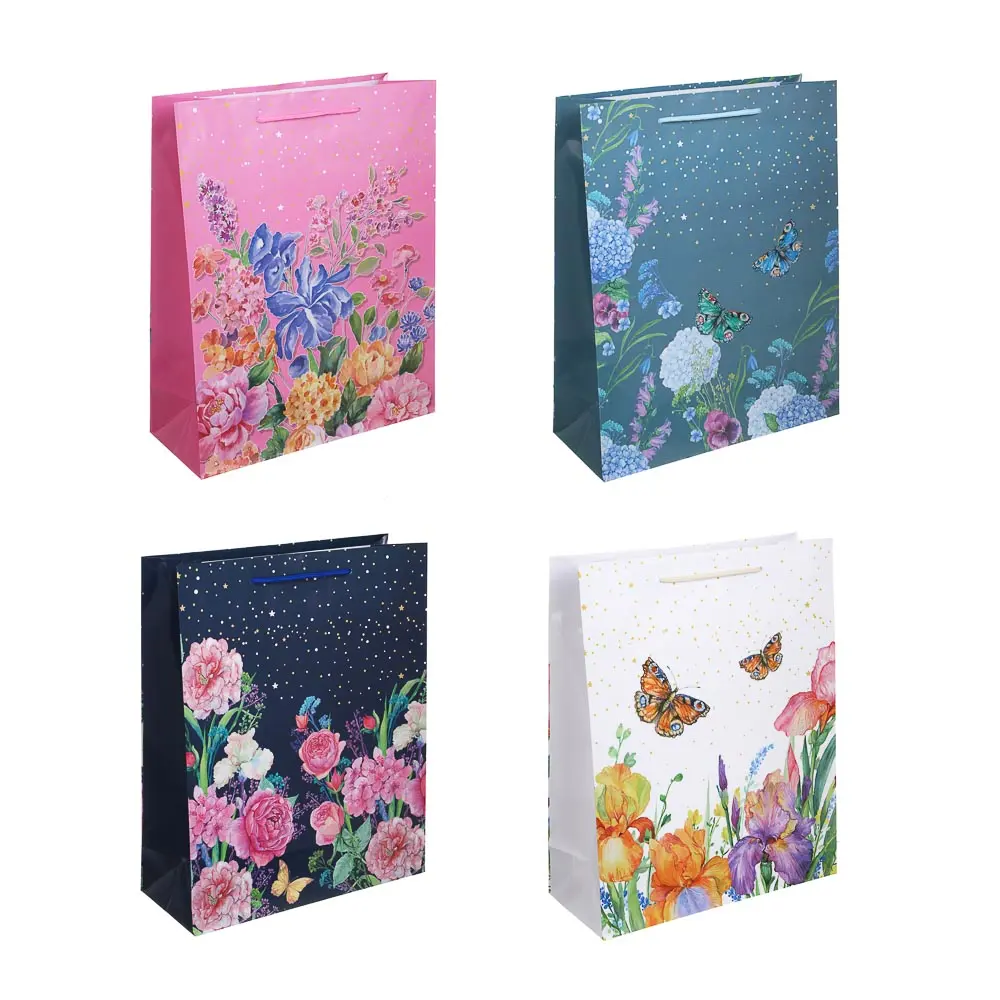 Пакет подарочный бумажный тм LADECOR, L 26x32x10 см, 4 дизайна, нежность - #1