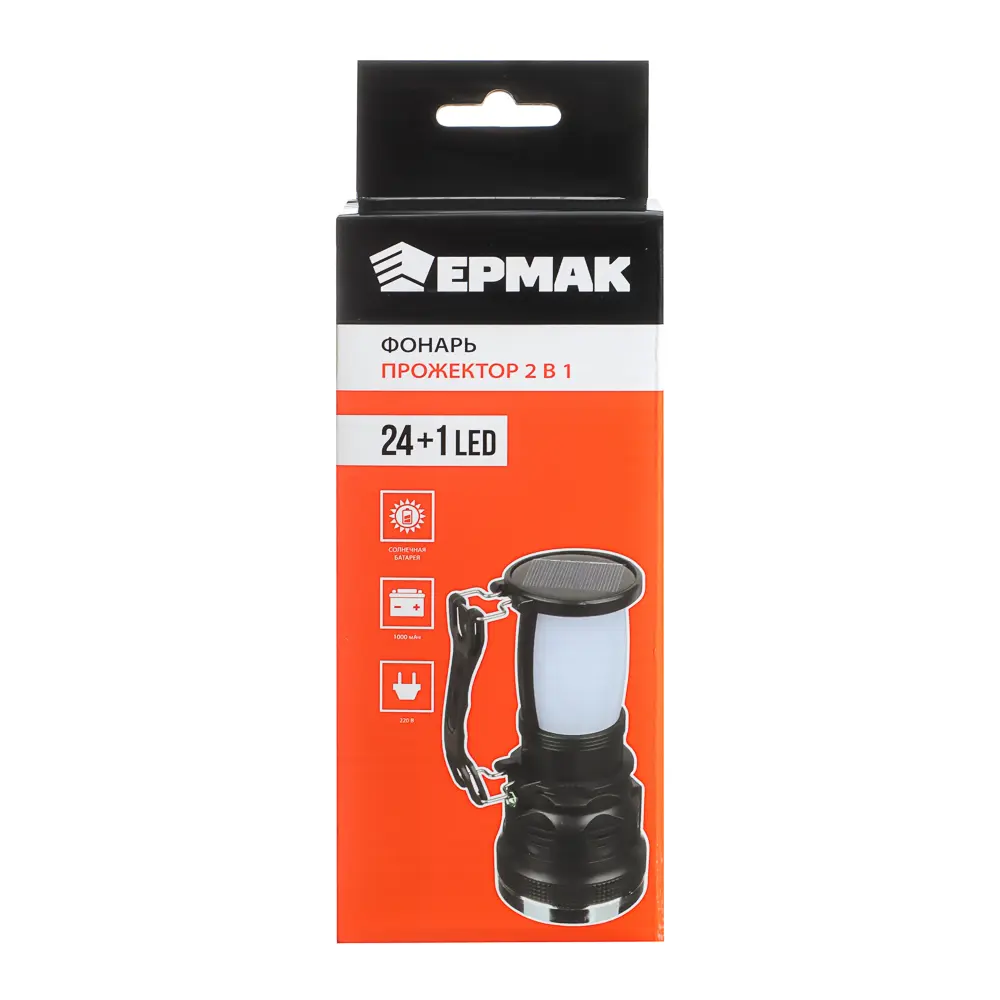Фонарь прожектор 2-в-1 тм ЕРМАК, аккумуляторный, 24 SMD + 1 Вт LED, шнур 220В, пластик, 17,5x7,5 см - #6