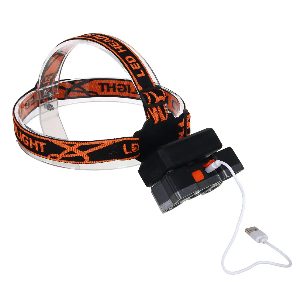 Фонарь налобный тм ЕРМАК, 6 + 3 LED, 4 режима, 87х50х58мм, 1200мАч, USB кабель, пластик - #6